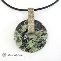 Black Fireworks Jasper Pendant Necklace - Unique Natural Stone Jewelry