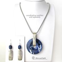 Sterling Silver Rectangle Earrings with Blue Sodalite Gemstones - Silver Jewelry