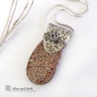 Birdseye Rhyolite Sterling Silver Necklace - One of a Kind Natural Stone Jewelry