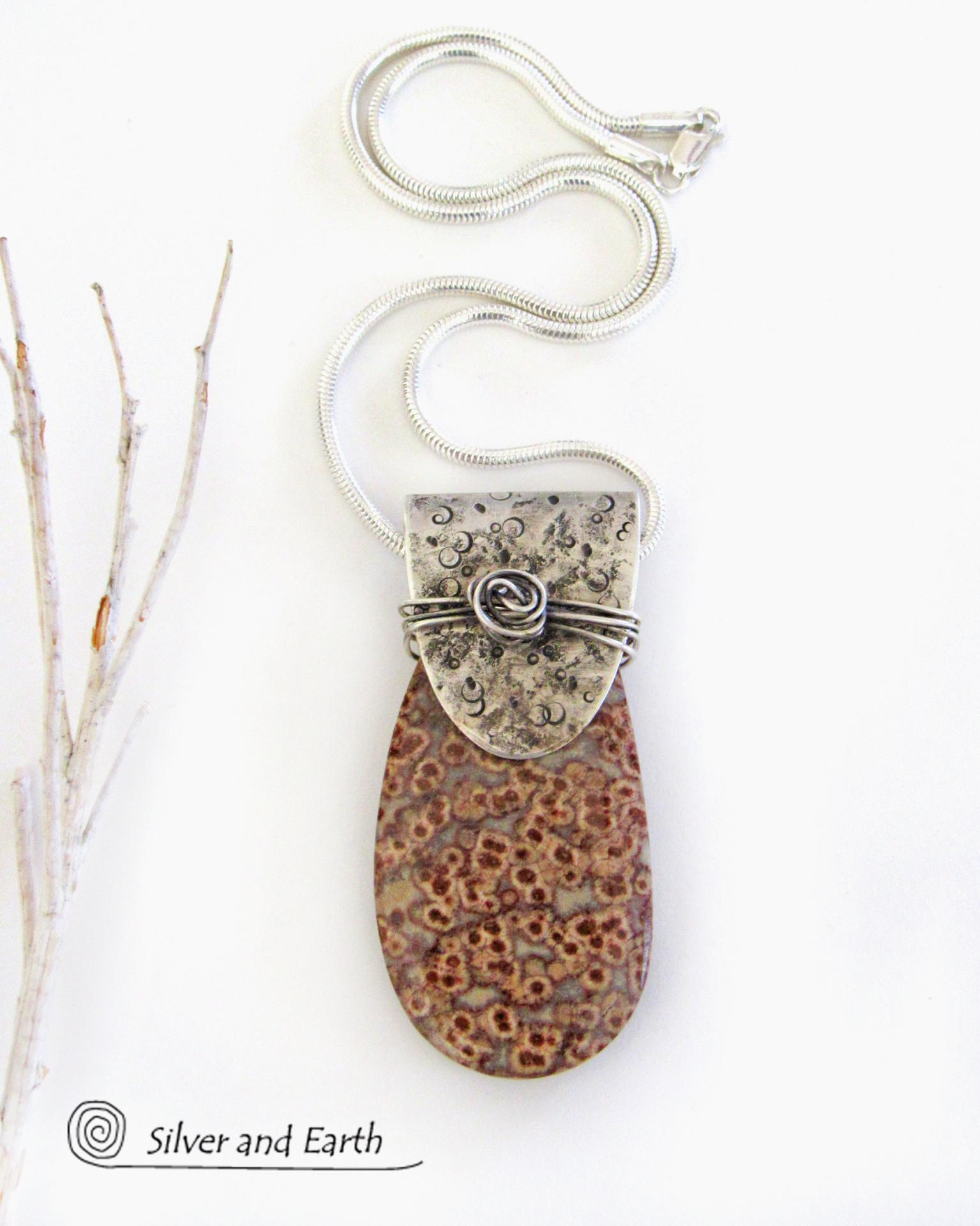Birdseye Rhyolite Sterling Silver Necklace - One of a Kind Natural Stone Jewelry