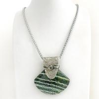 Green Zebra Jasper Sterling Silver Necklace - Unique Natural One of a Kind Stone Jewelry