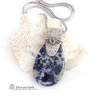 Blue Sodalite Sterling Silver Necklace - Unique Artisan Handcrafted Natural Gemstone Jewelry