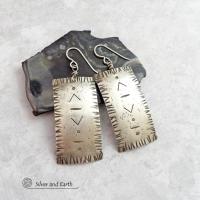 Hand Stamped Sterling Silver Earrings with a Modern Southwestern Tribal Flair