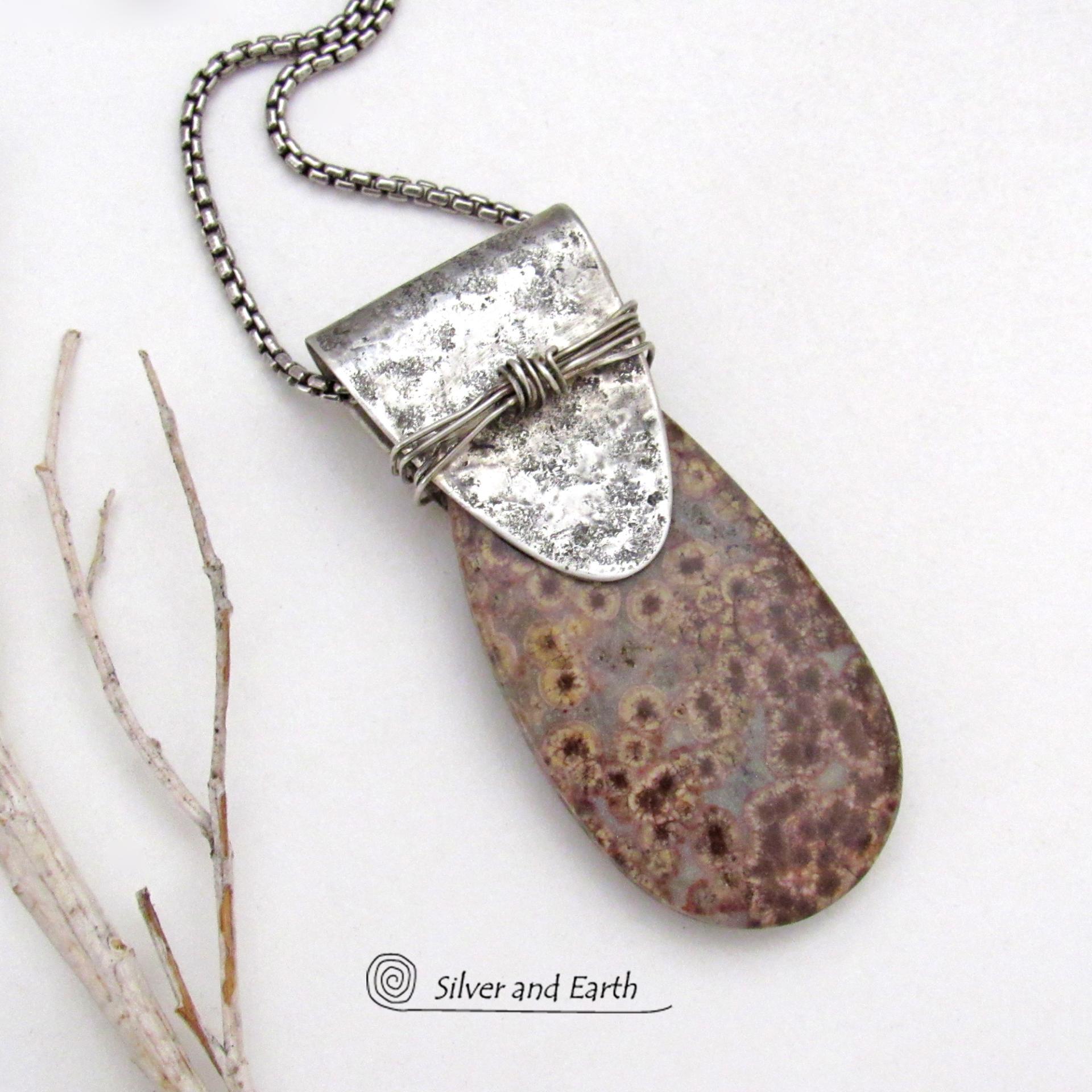 Poppy Jasper Sterling Silver Necklace - Unique Natural Stone Jewelry