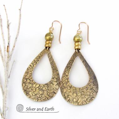 Large Gold Brass Hoop Earrings - Chic Modern Jewelry