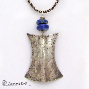 Lapis Lazuli Sterling Silver Necklace - Ethnic Tribal Inspired Jewelry