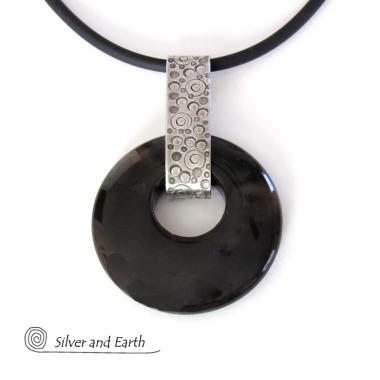 Black Onyx & Sterling Silver Necklace - Chic Modern Everyday Jewelry