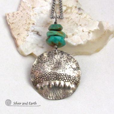 Turquoise and Sterling Silver Necklace - Handcrafted Southwestern Style Jewelry 