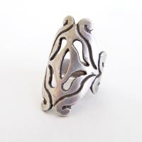 Vintage Sterling Silver Scroll Ring with Pierced Design