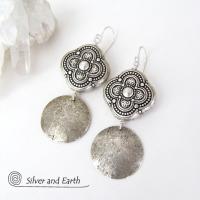 Sterling Silver Moroccan Earrings - Ornate Exotic Silver Jewelry