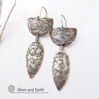 Bold Modern Contemporary Sterling Silver Earrings - Unique Sterling Jewelry