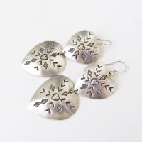 Large Sterling Silver Heart Concho Earrings - Vintage Southwestern Jewelry