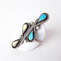 Vintage Southwestern Turquoise & Mother of Pearl Sterling Silver Ring