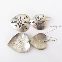 Large Sterling Silver Heart Concho Earrings - Vintage Southwestern Jewelry