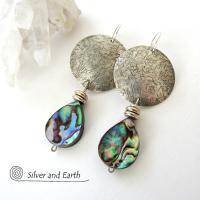 Abalone Sterling Silver Earrings - Natural Paua Shell Jewelry