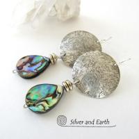 Abalone Sterling Silver Earrings - Natural Paua Shell Jewelry