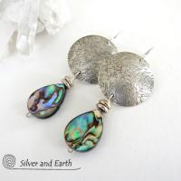 Abalone Sterling Silver Earrings - Natural Paua Shell Jewelry