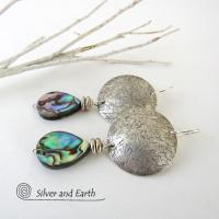 Abalone Sterling Silver Earrings - Natural Paua Shell Jewelry