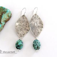 Sterling Silver Earrings with African Turquoise - Handcrafted Artisan Jewelry