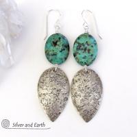 Sterling Silver & African Turquoise Earrings - Silver & Natural Stone Jewelry