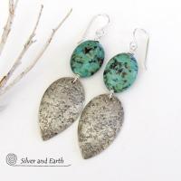 Sterling Silver & African Turquoise Earrings - Silver & Natural Stone Jewelry