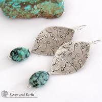 Sterling Silver Earrings with African Turquoise - Handcrafted Artisan Jewelry