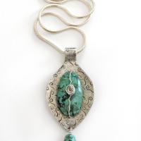 Sterling Silver Necklace with African Turquoise - Unique Silver & Stone Jewelry