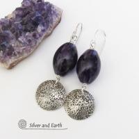 Purple Amethyst Sterling Silver Earrings - February Birthstone Jewelry