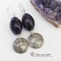 Purple Amethyst Sterling Silver Earrings - February Birthstone Jewelry