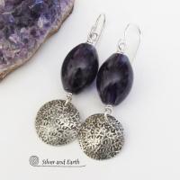 Purple Amethyst Sterling Silver Earrings - February Birthstone Jewelry