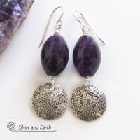 Purple Amethyst Sterling Silver Earrings - February Birthstone Jewelry