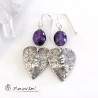 Sterling Silver Earrings with Amethyst Gemstones - February Birthstone Jewelry