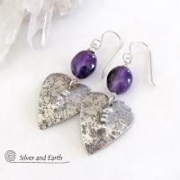 Sterling Silver Earrings with Amethyst Gemstones - February Birthstone Jewelry