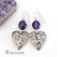 Sterling Silver Earrings with Amethyst Gemstones - February Birthstone Jewelry