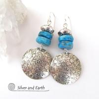 Sterling Silver Earrings with Blue Apatite Gemstones - Handmade Sterling Jewelry