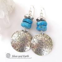 Sterling Silver Earrings with Blue Apatite Gemstones - Handmade Sterling Jewelry