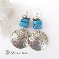 Sterling Silver Earrings with Blue Apatite Gemstones - Handmade Sterling Jewelry