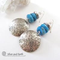 Sterling Silver Earrings with Blue Apatite Gemstones - Handmade Sterling Jewelry