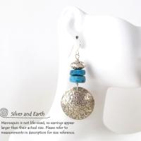 Sterling Silver Earrings with Blue Apatite Gemstones - Handmade Sterling Jewelry