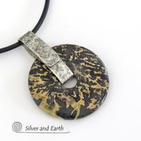 Artistic Jasper Sterling Silver Pendant Necklace - Unisex Jewelry for Men or Women