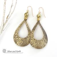 Large Gold Brass Hoop Earrings - Chic Modern Jewelry