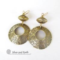 Big Gold Brass Hoop Earrings - Contemporary Chic Modern Jewelry