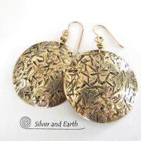 Big Bold Gold Brass Dangle Earrings - Contemporary Modern Jewelry