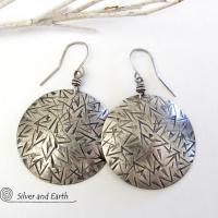 Large Round Solid Sterling Silver Earrings - Bold Statement Jewelry
