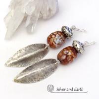 Sterling Silver Dangle Earrings with Faceted Agate Gemstones