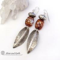 Sterling Silver Dangle Earrings with Faceted Agate Gemstones