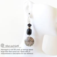 Sterling Silver Earrings with Black Onyx  & Crystal Beads - Modern Chic Jewelry