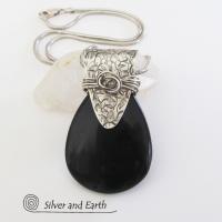Black Onyx Sterling Silver Necklace - Unique Handcrafted Silver Jewelry