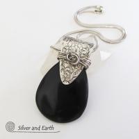 Black Onyx Sterling Silver Necklace - Unique Handcrafted Silver Jewelry