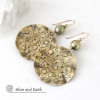 Brass Earrings with Planetary Celestial Orbit - Astronomy / Zodiac Gifts